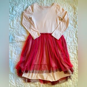 Tea Collection Pink and Red Layered Hi-Lo Dress